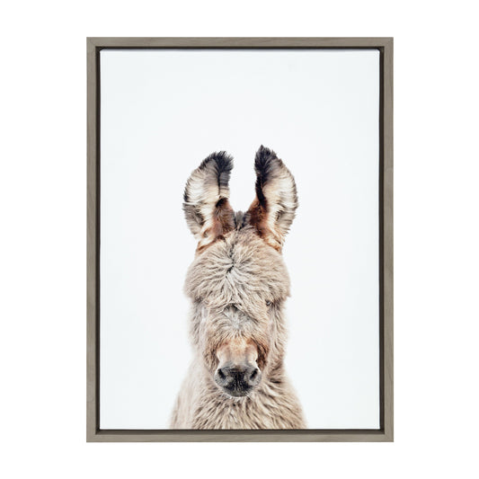 Donkey Portrait Framed Canvas Wall Art, Farmhouse Decor