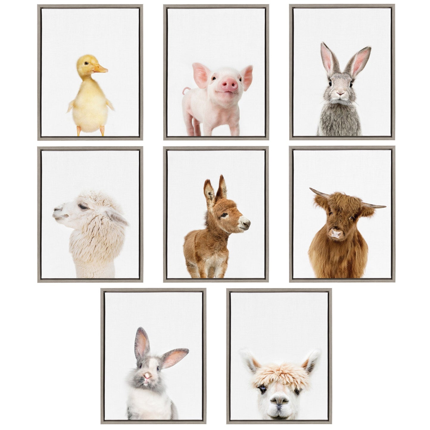 Alpaca Profile Framed Canvas Wall Art, Boho Farmhouse Decor