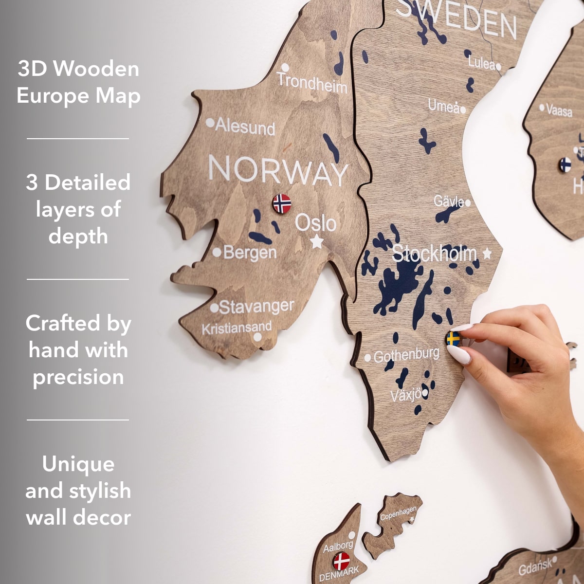 3D Wooden Europe Map Wall Art - Terra