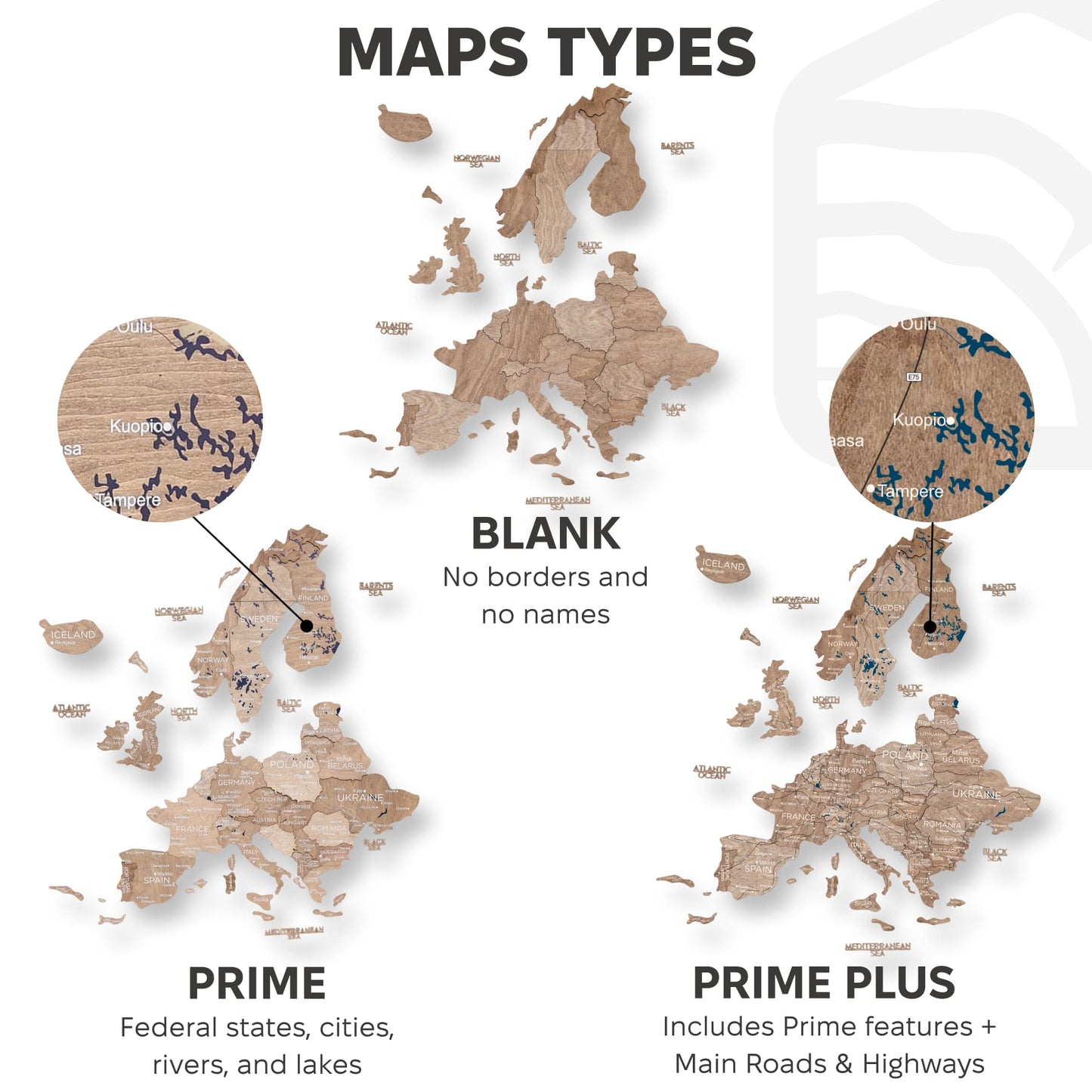 3D Wooden Europe Map Wall Art - Terra