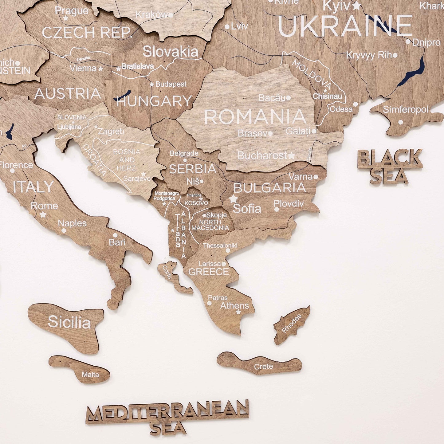 3D Wooden Europe Map Wall Art - Terra