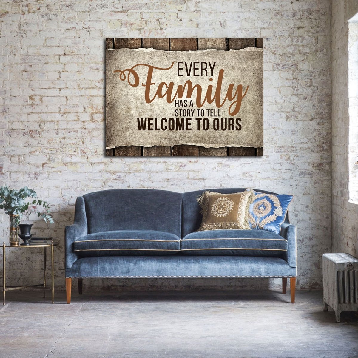 Every family has a story canvas wall art for entryway or living room