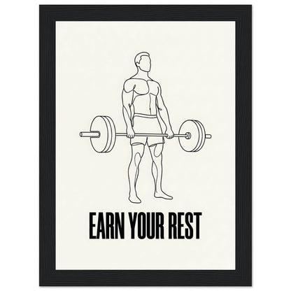 Earn Your Rest - Minimalist Deadlift Gym Poster - 20x25 cm / 8x10″ - White frame / Ready-to-hang - Sparkycare