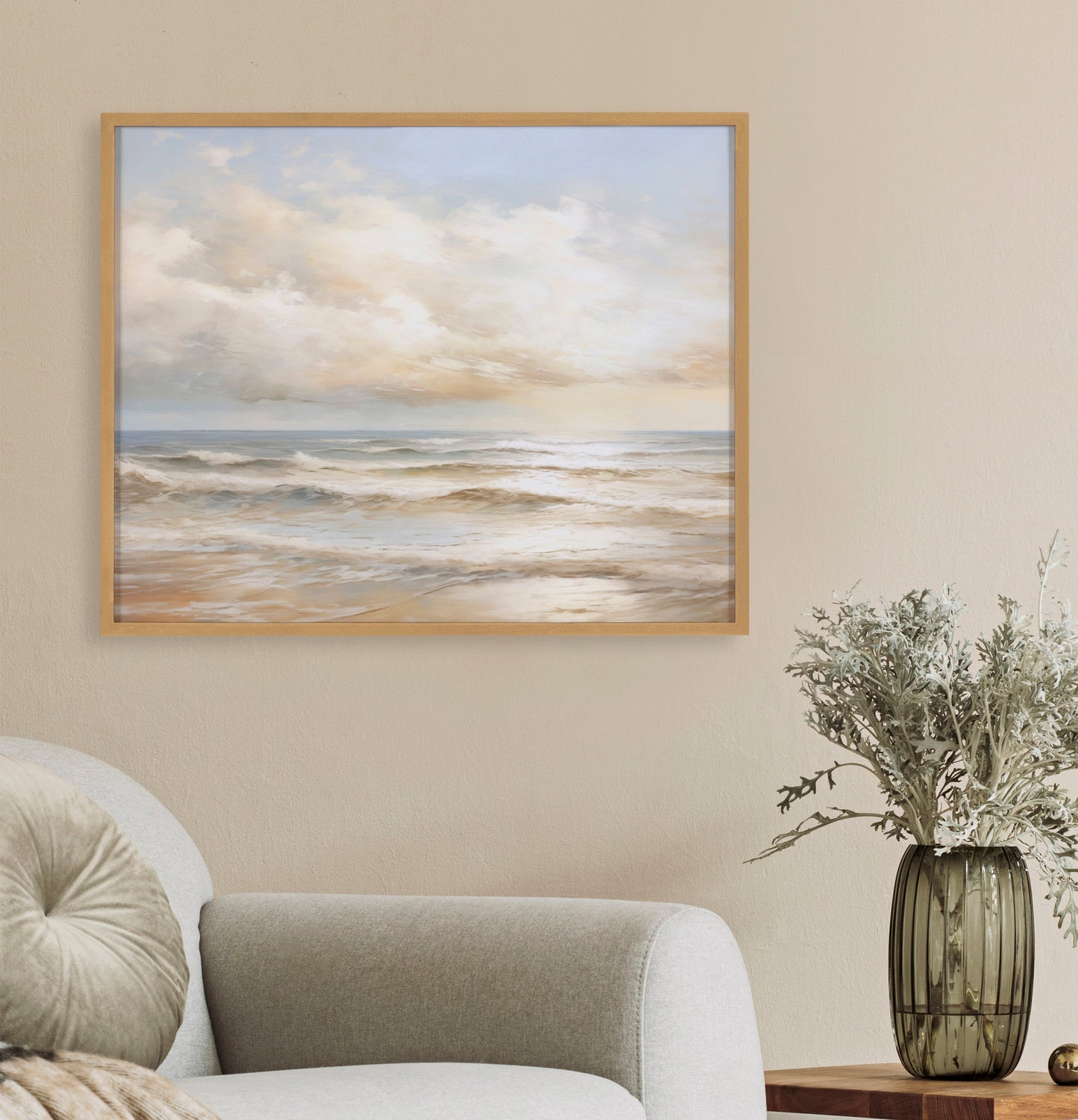 Beach Waves Sunset Coastal Framed Wall Art