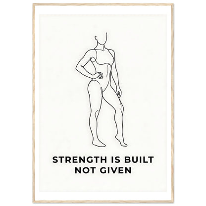 Women Fitness Poster - Strength Is Built Not Given - 70x100 cm / 28x40″ - Wood frame / Ready-to-hang - Sparkycare