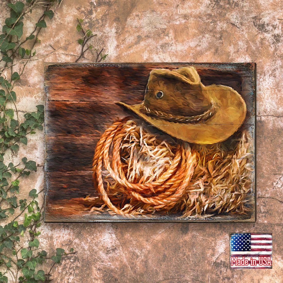 Cowboy Hat Handcrafted Wood Wall Art
