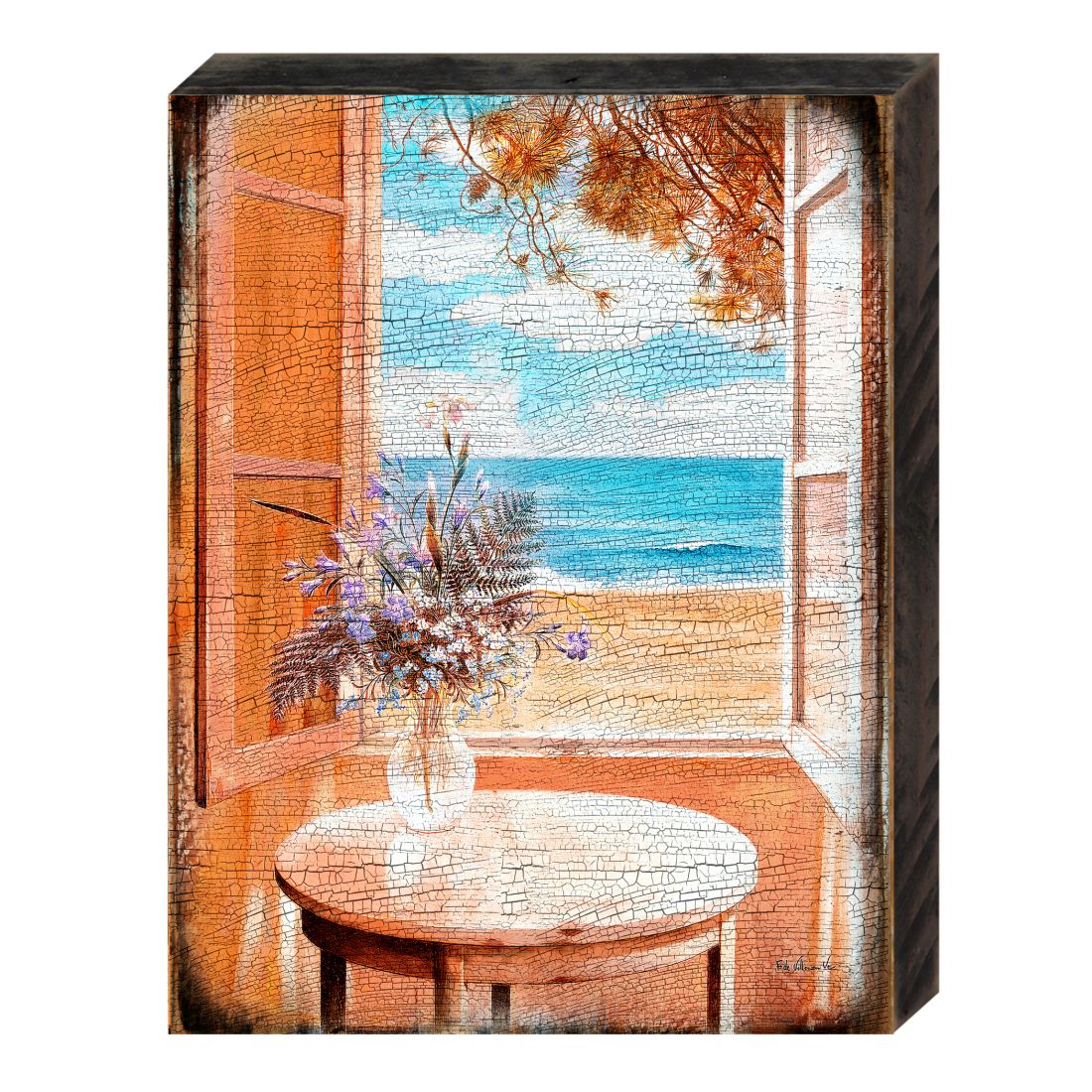 Coastal Window View Wood Wall Art - Seascape Decor