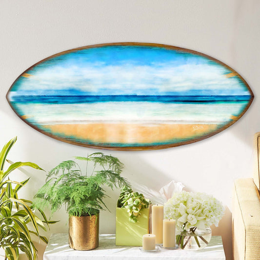 Ocean View Surfboard Wood Wall Art - Coastal Decor
