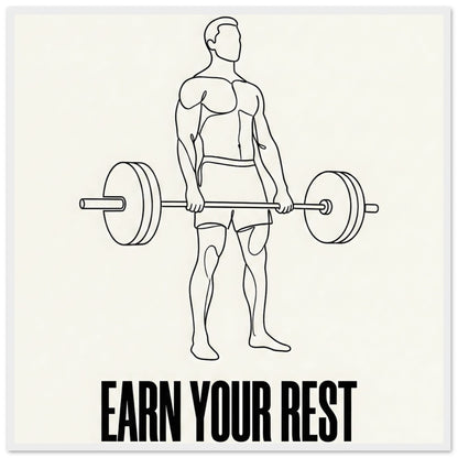 Earn Your Rest - Minimalist Deadlift Gym Poster - 20x25 cm / 8x10″ - White frame / Ready-to-hang - Sparkycare