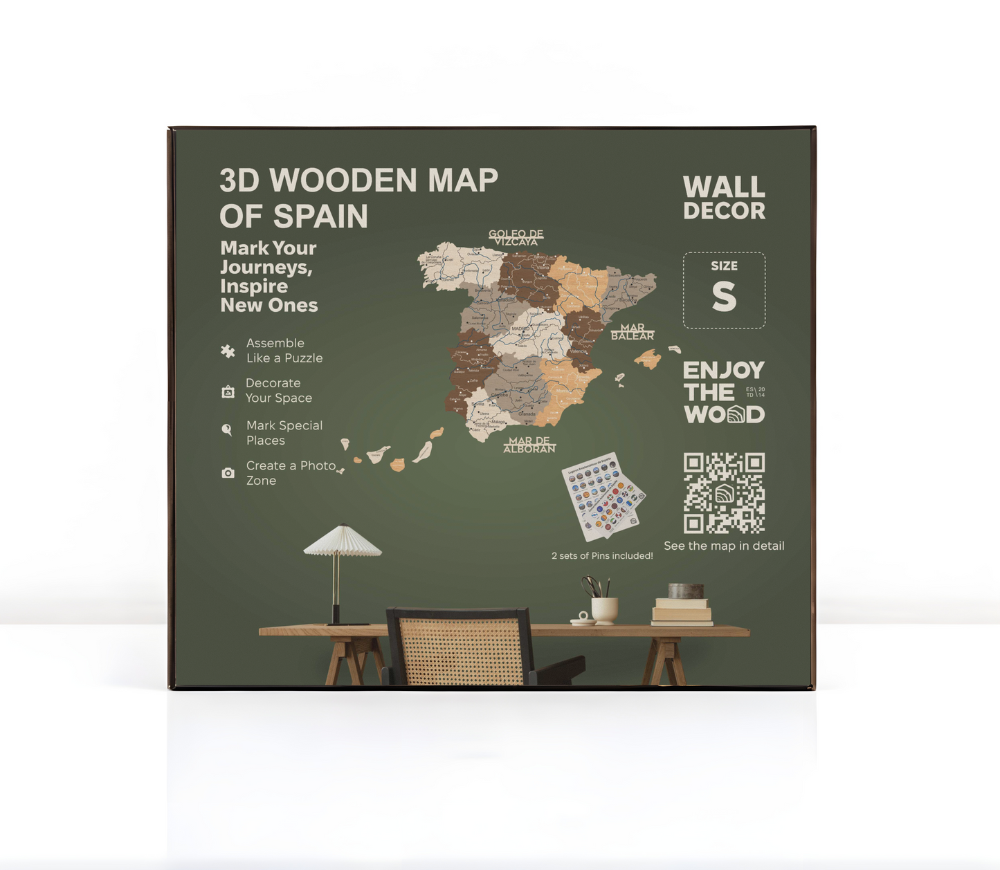 Wooden Map Of Spain Wall Art - Multicolor