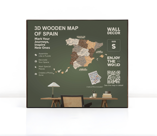 Wooden Map Of Spain Wall Art - Multicolor