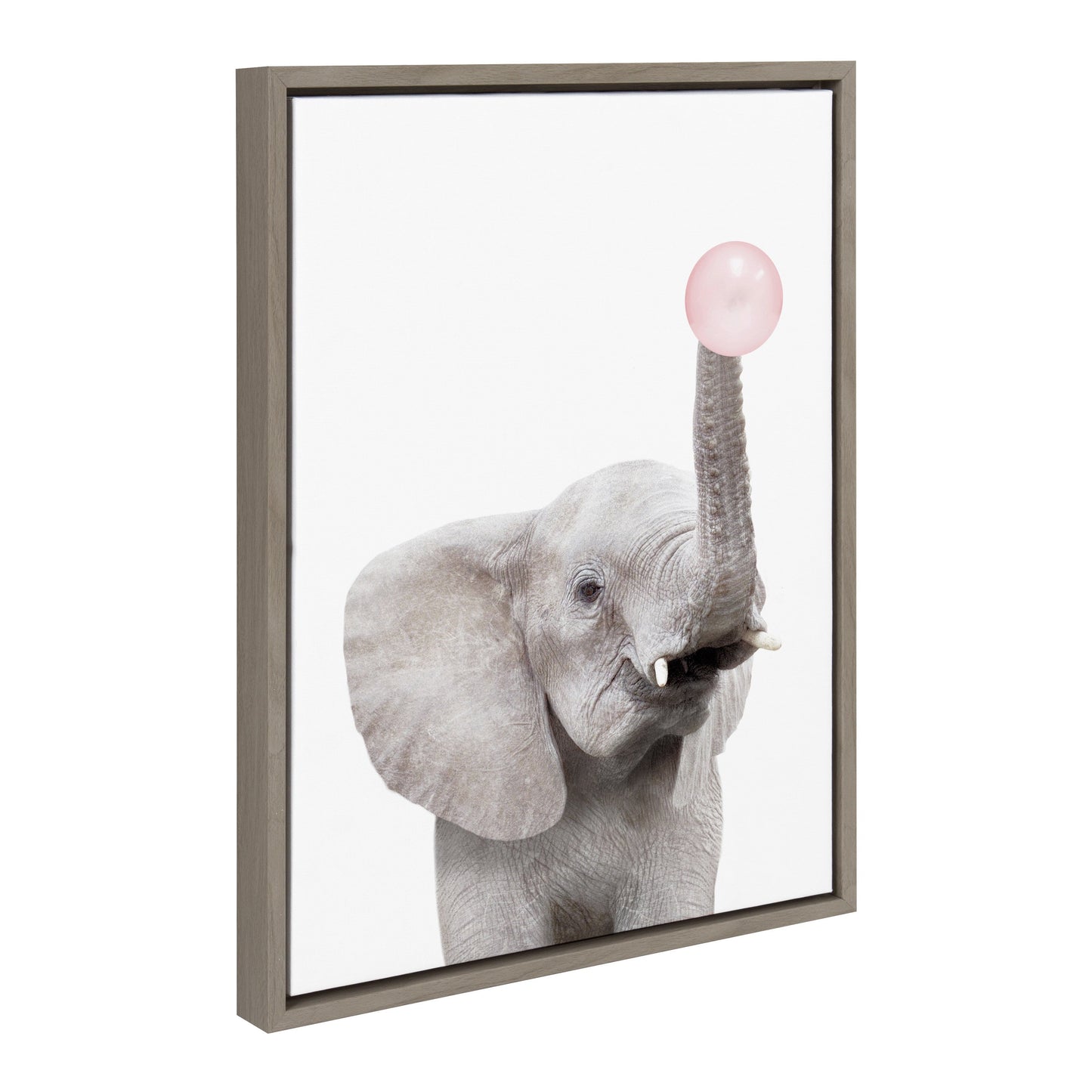 Bubble Gum Elephant Framed Canvas Wall Art