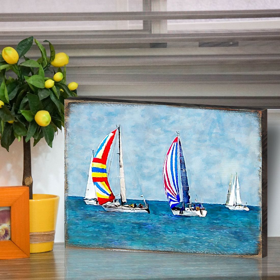 Sailboats Wood Wall Art - Coastal Nautical Decor
