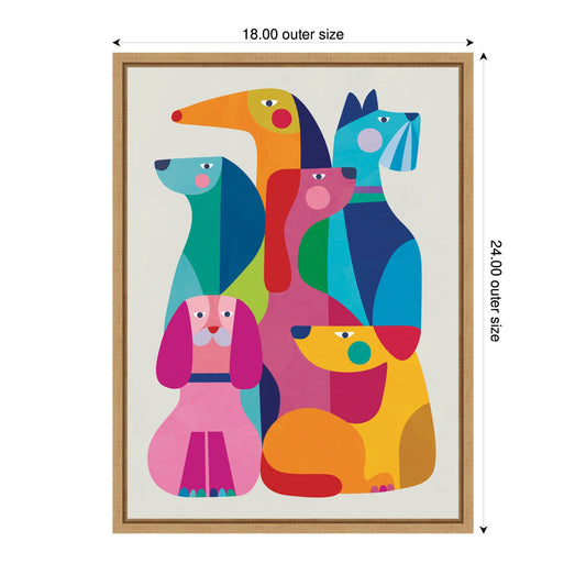 Modern Abstract Dogs Framed Canvas Wall Art