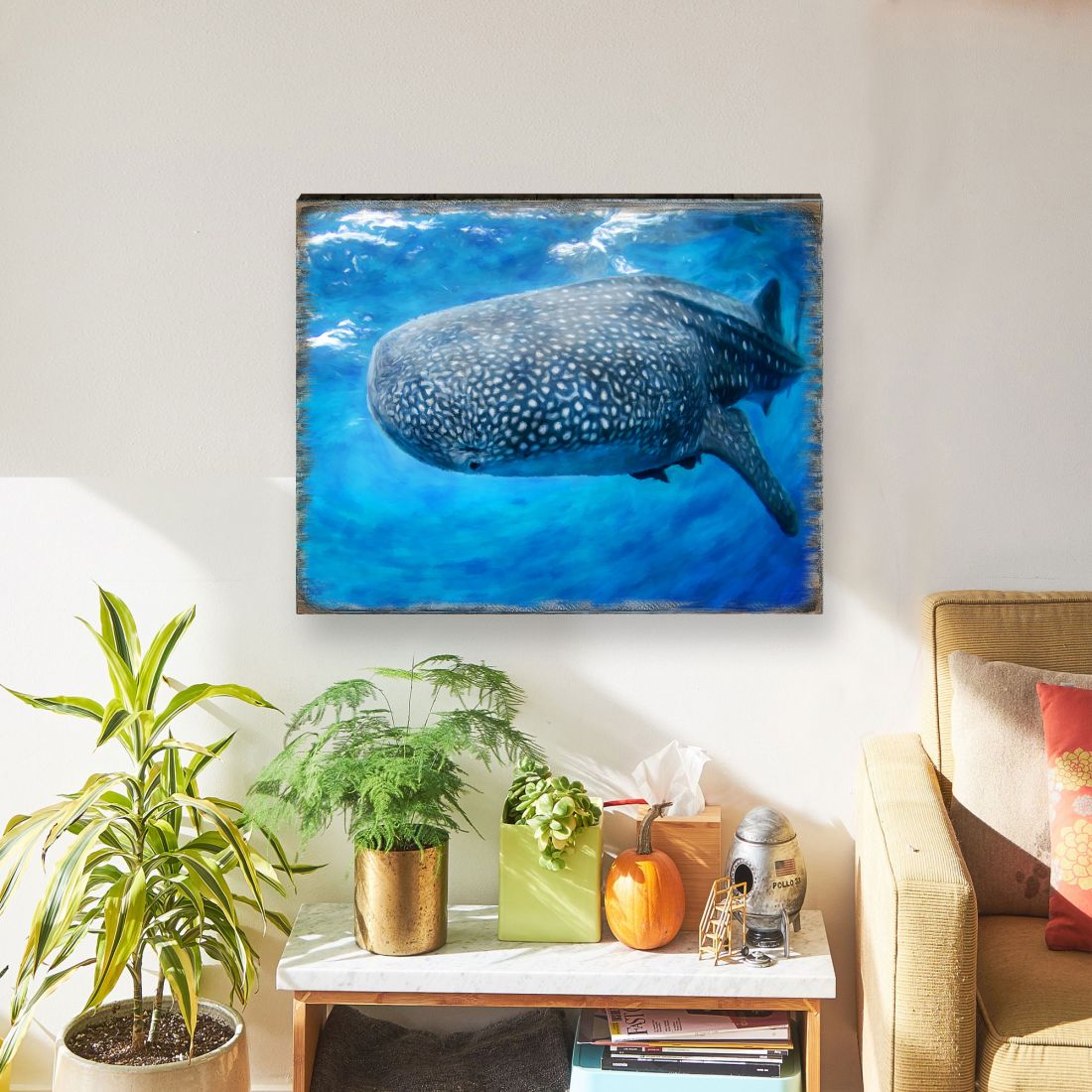 Blue Whale Wood Wall Art - Coastal Sea Life Decor