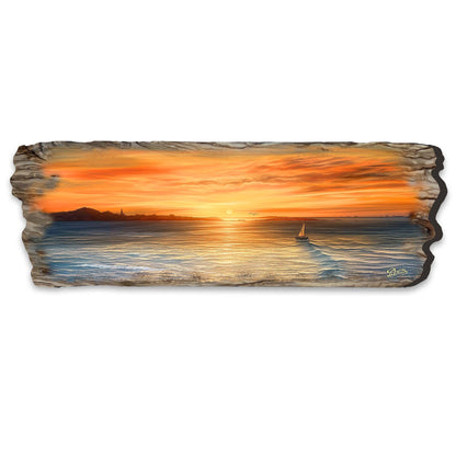 Ocean Sunset Wood Wall Art - Coastal Seascape Decor