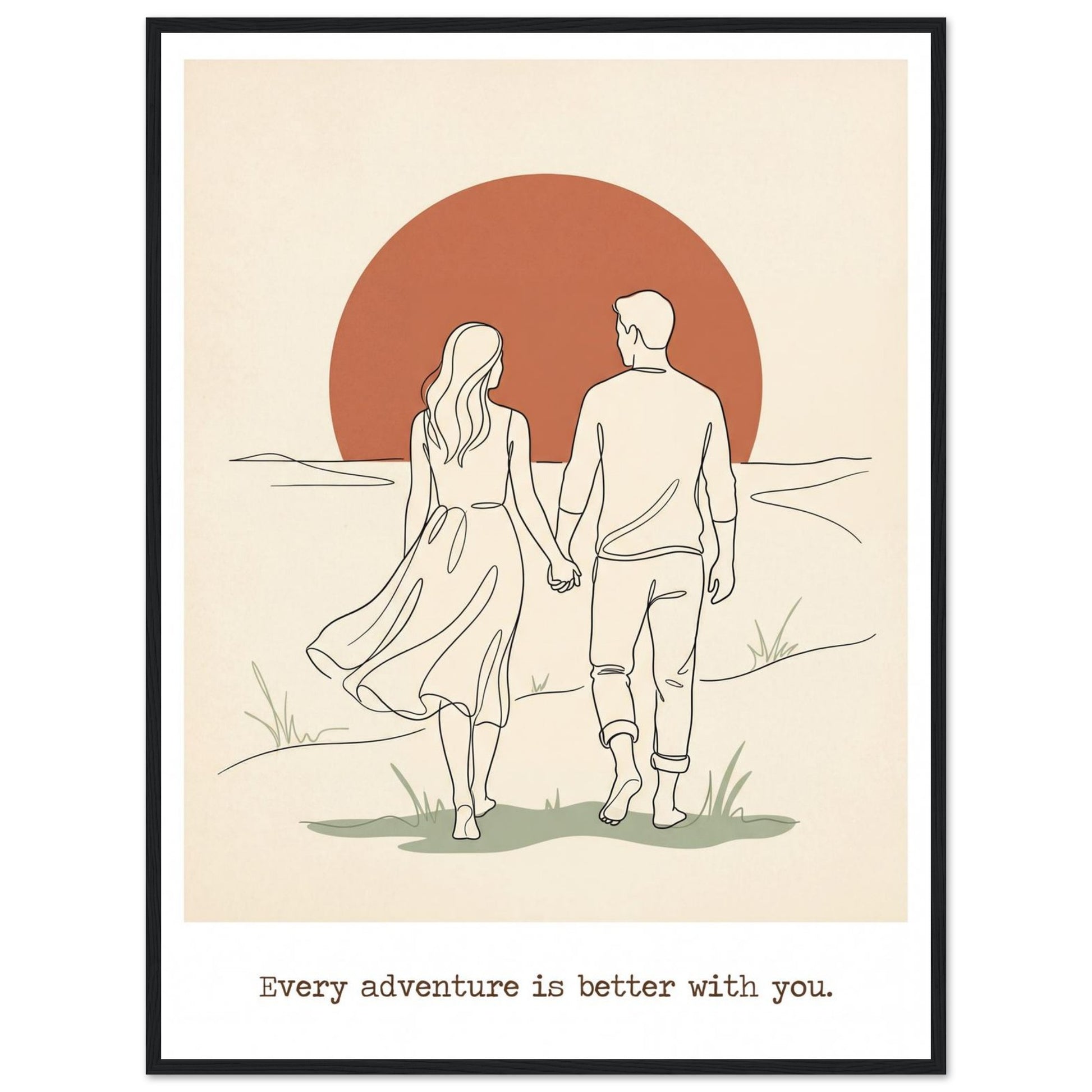 Romantic Wall Art - Couples Poster for Your Bedroom - 60x80 cm / 24x32″ - Black frame / Ready-to-hang - Sparkycare