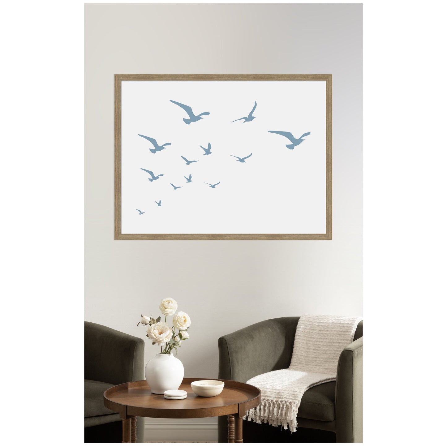 Seagulls White Background by Jolly and Dash Framed Wall Art Print