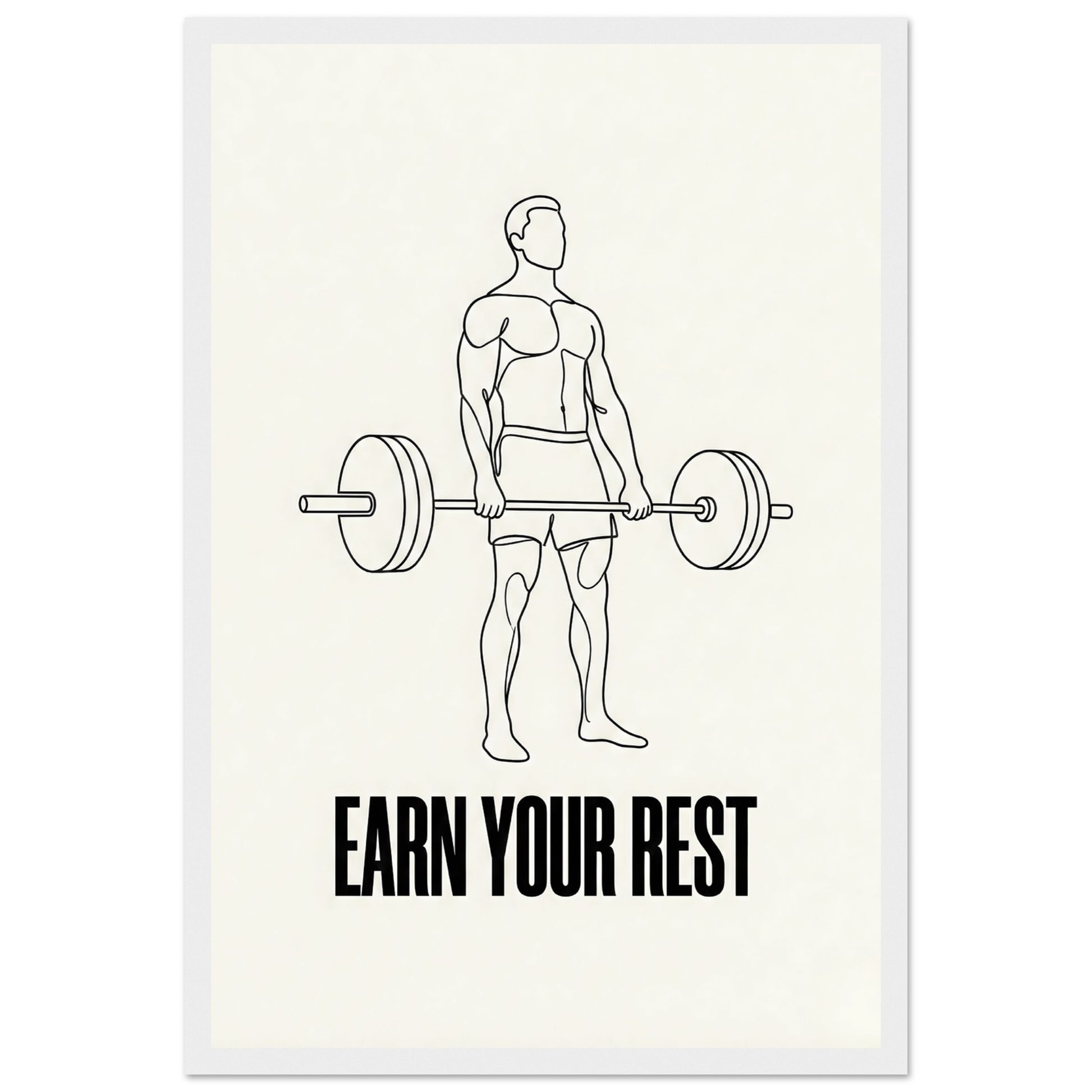 Earn Your Rest — Minimalist Deadlift Gym Poster - 13x18 cm / 5x7″ - White frame / Ready-to-hang - Sparkycare