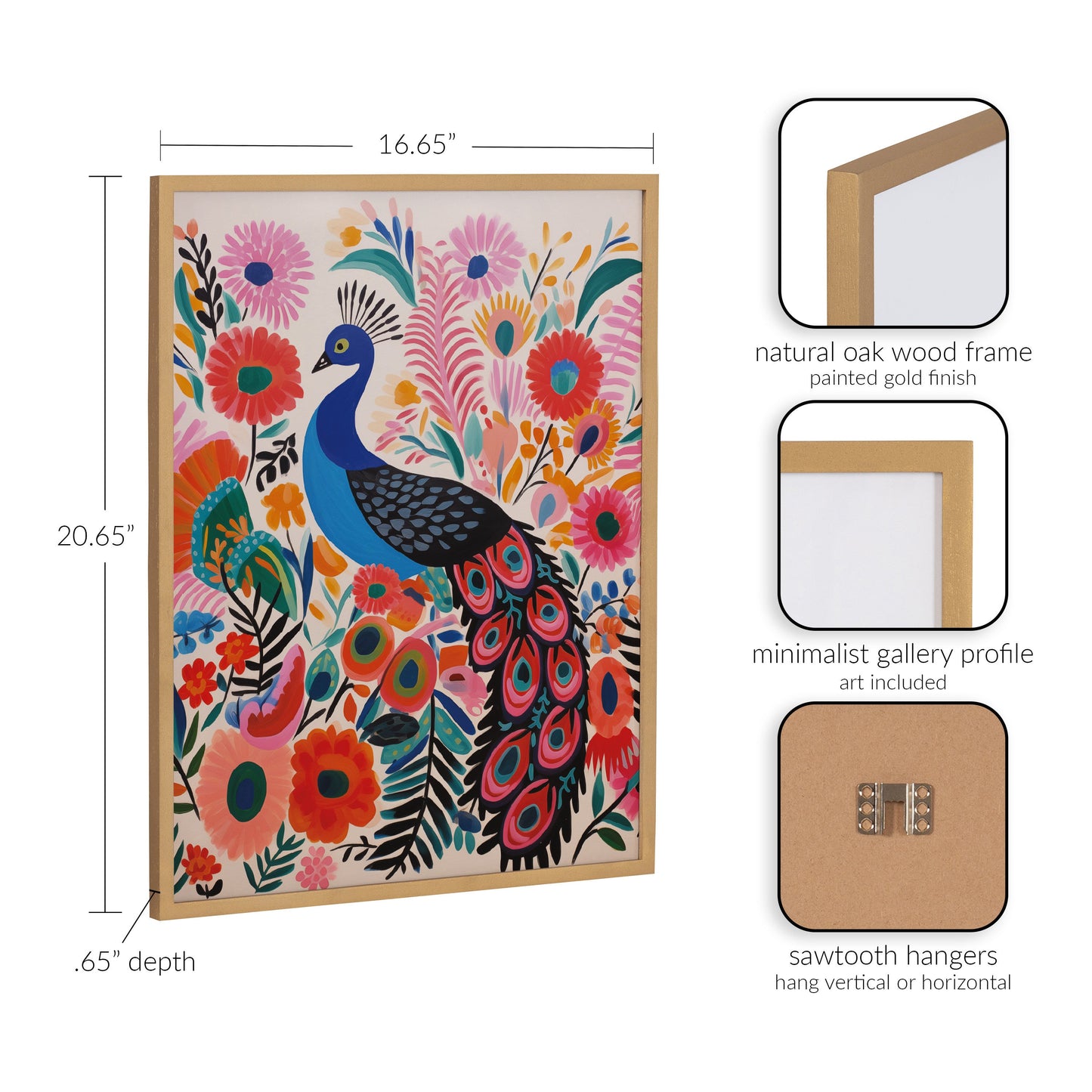 Boho Peacock and Botanicals Framed Wall Art