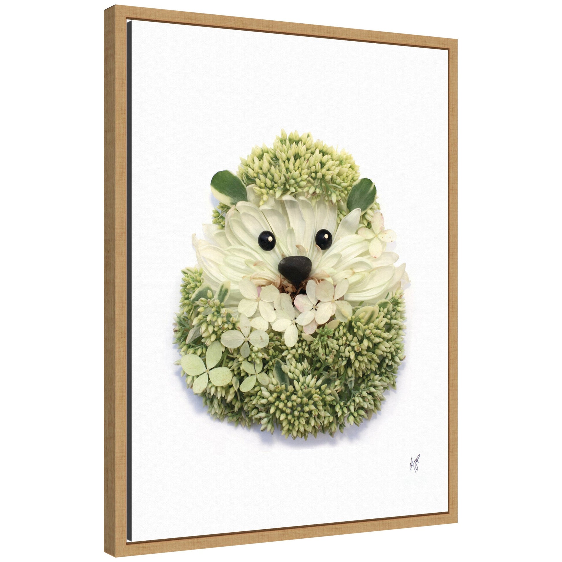Hedgehog framed canvas wall art print, woodland nursery decor