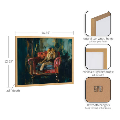 Gallery Lion Portrait in Rich Jewel Tones Print by The Creative Bunch Studio