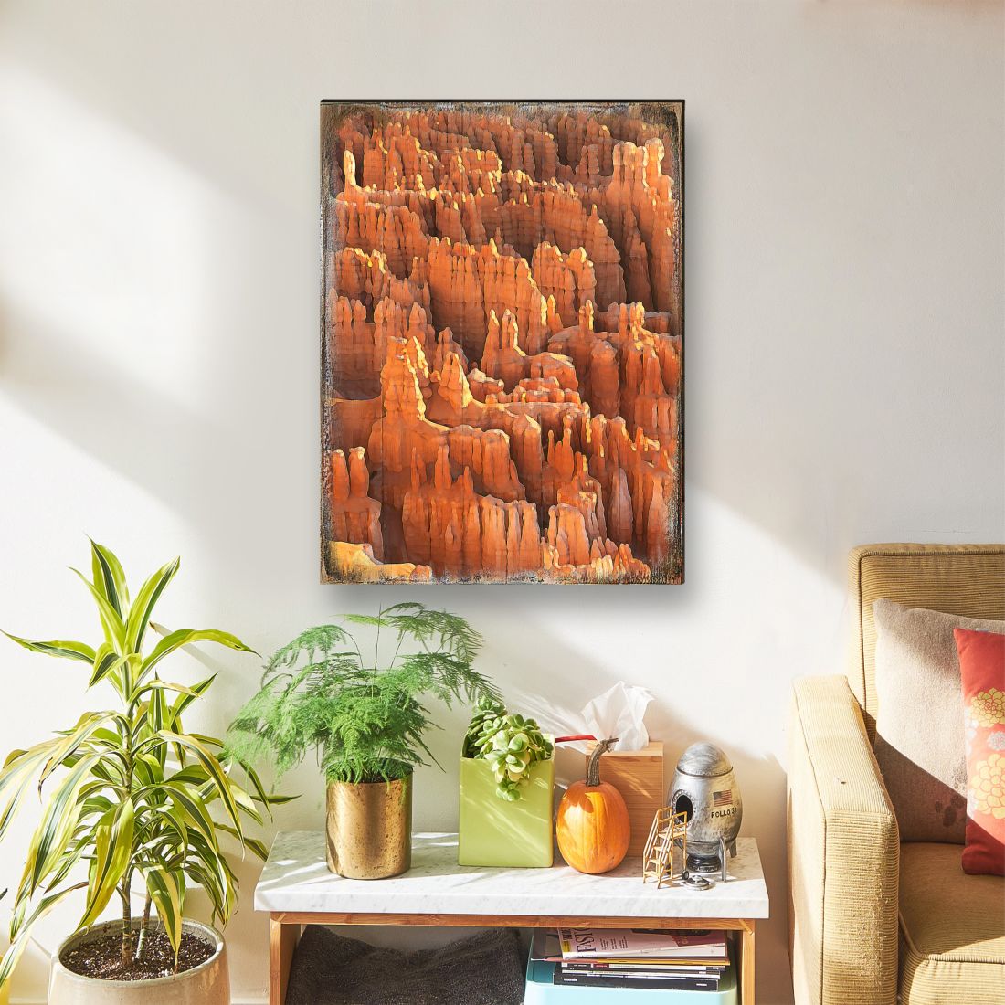 Rocky Mountain Side Wooden Wall Art - Layered Birch Landscape