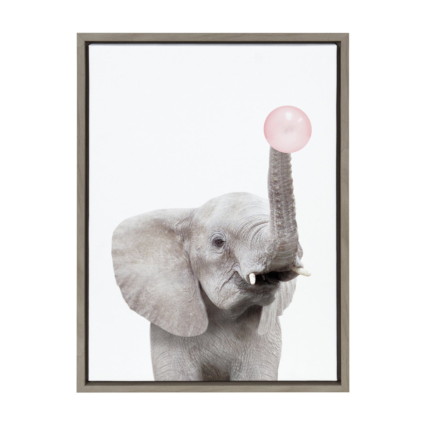 Bubble Gum Elephant Framed Canvas Wall Art