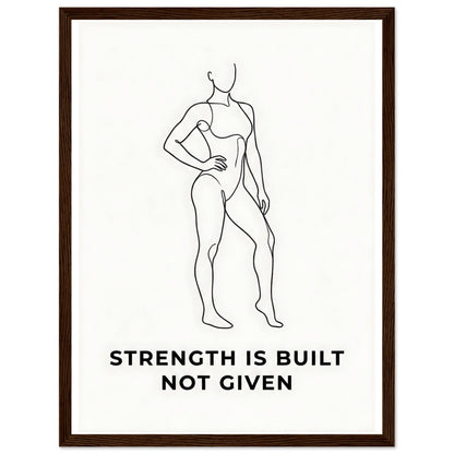 Women Fitness Poster - Strength Is Built Not Given - 20x25 cm / 8x10″ - White frame / Ready-to-hang - Sparkycare