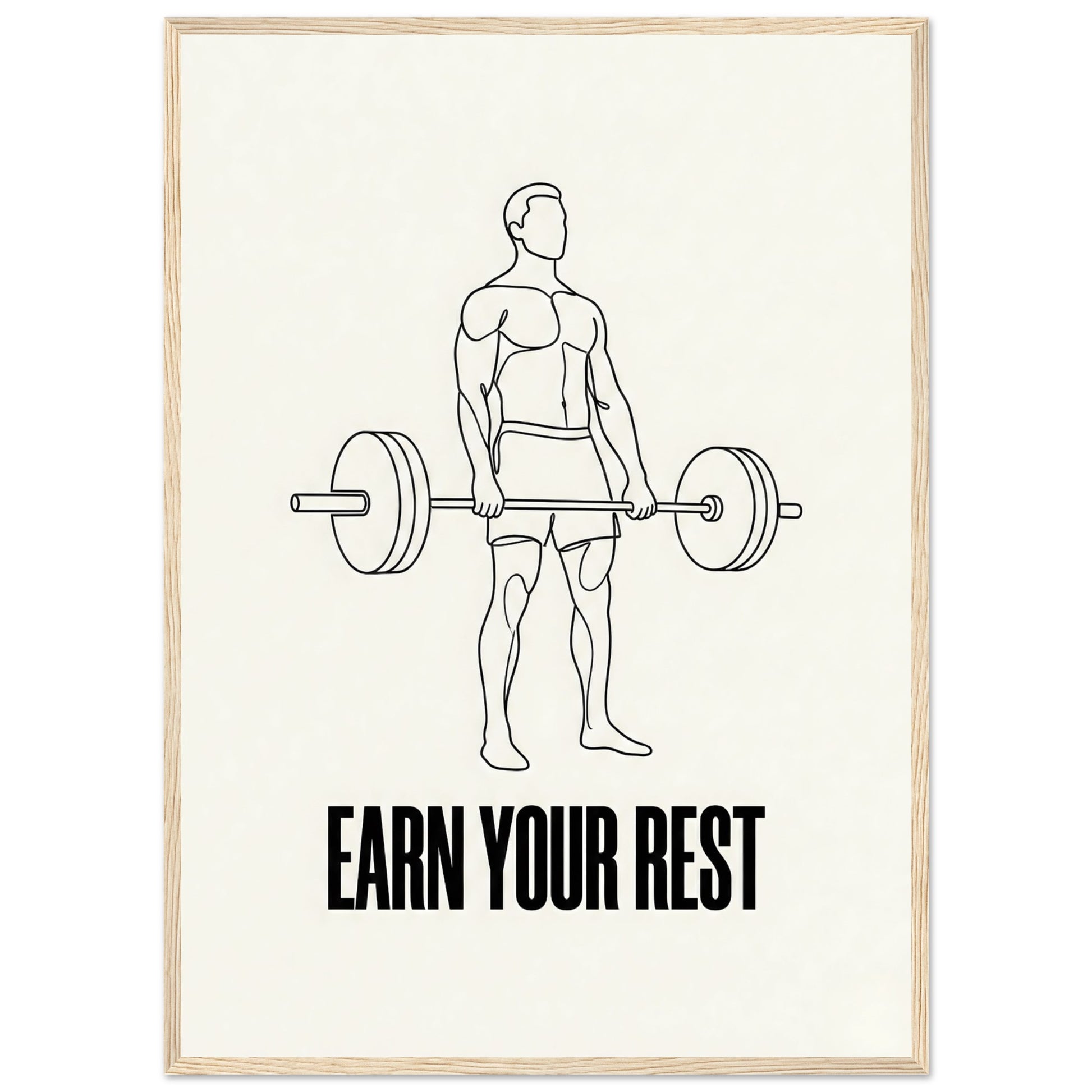 Earn Your Rest — Minimalist Deadlift Gym Poster - 13x18 cm / 5x7″ - White frame / Ready-to-hang - Sparkycare