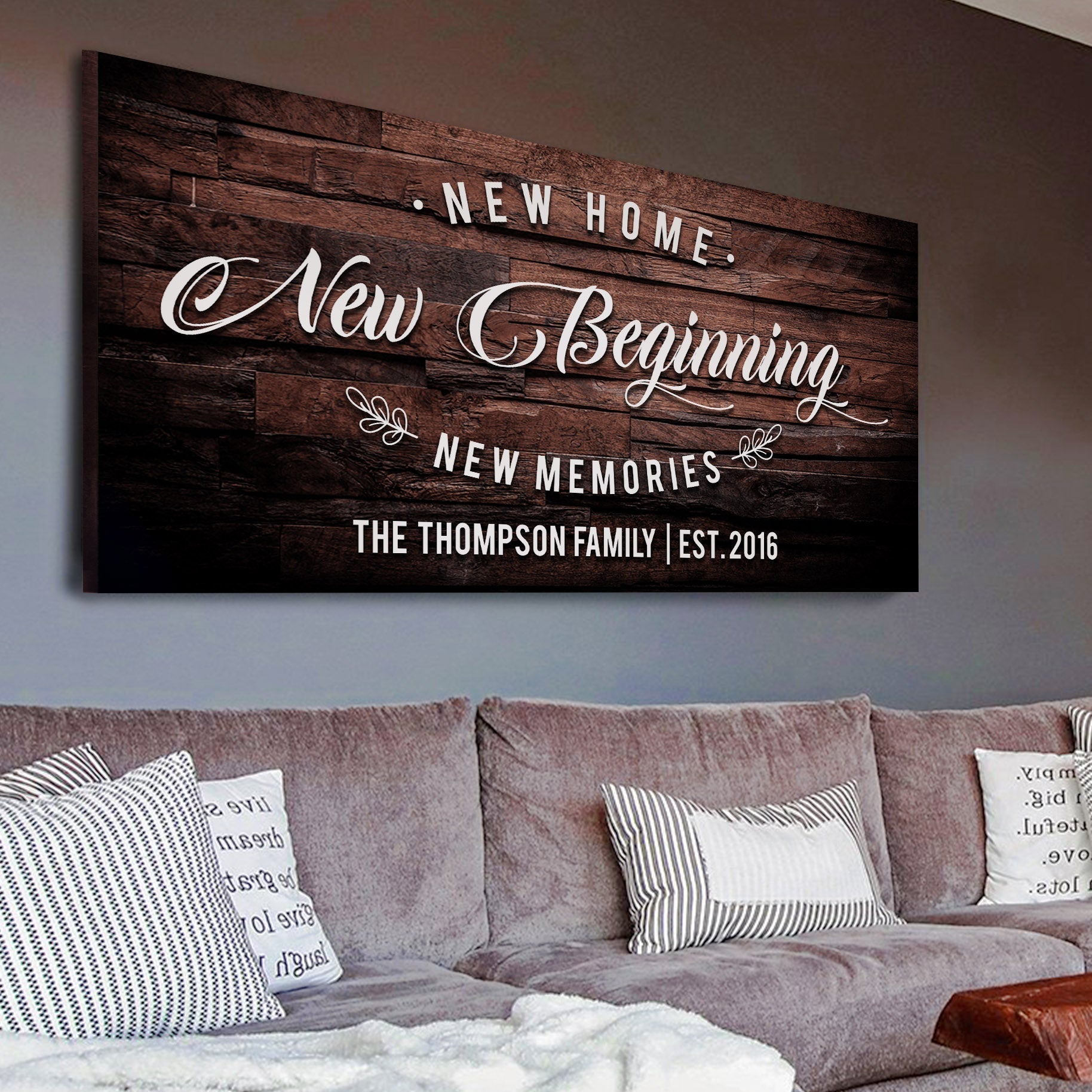 New Home housewarming canvas wall art typographic sign