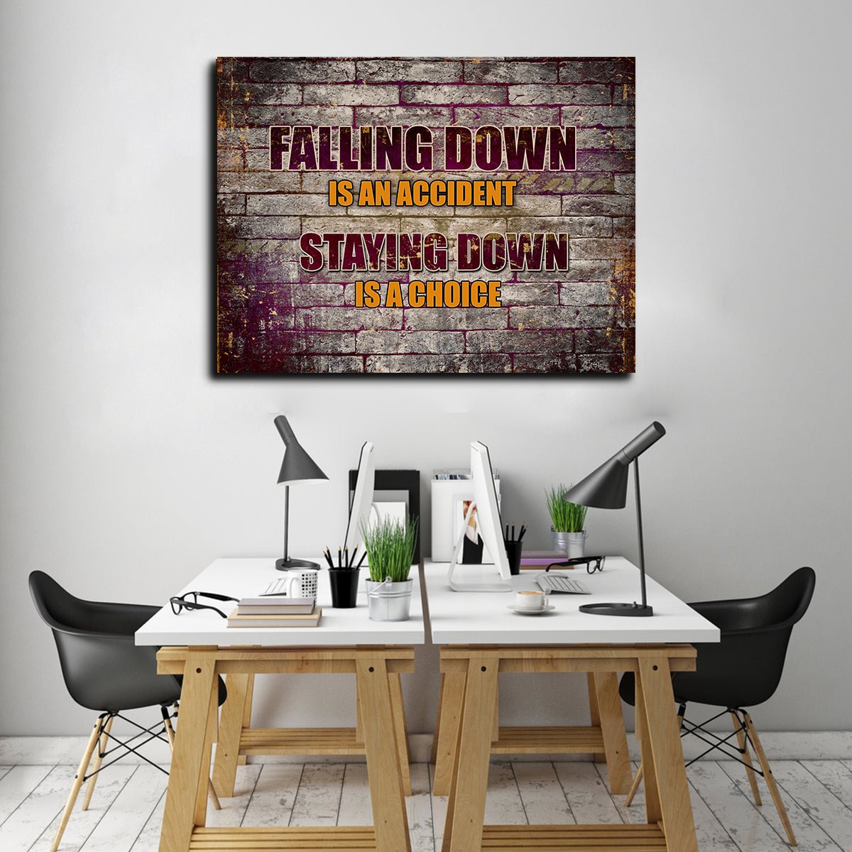 Staying down is a choice motivational canvas wall art