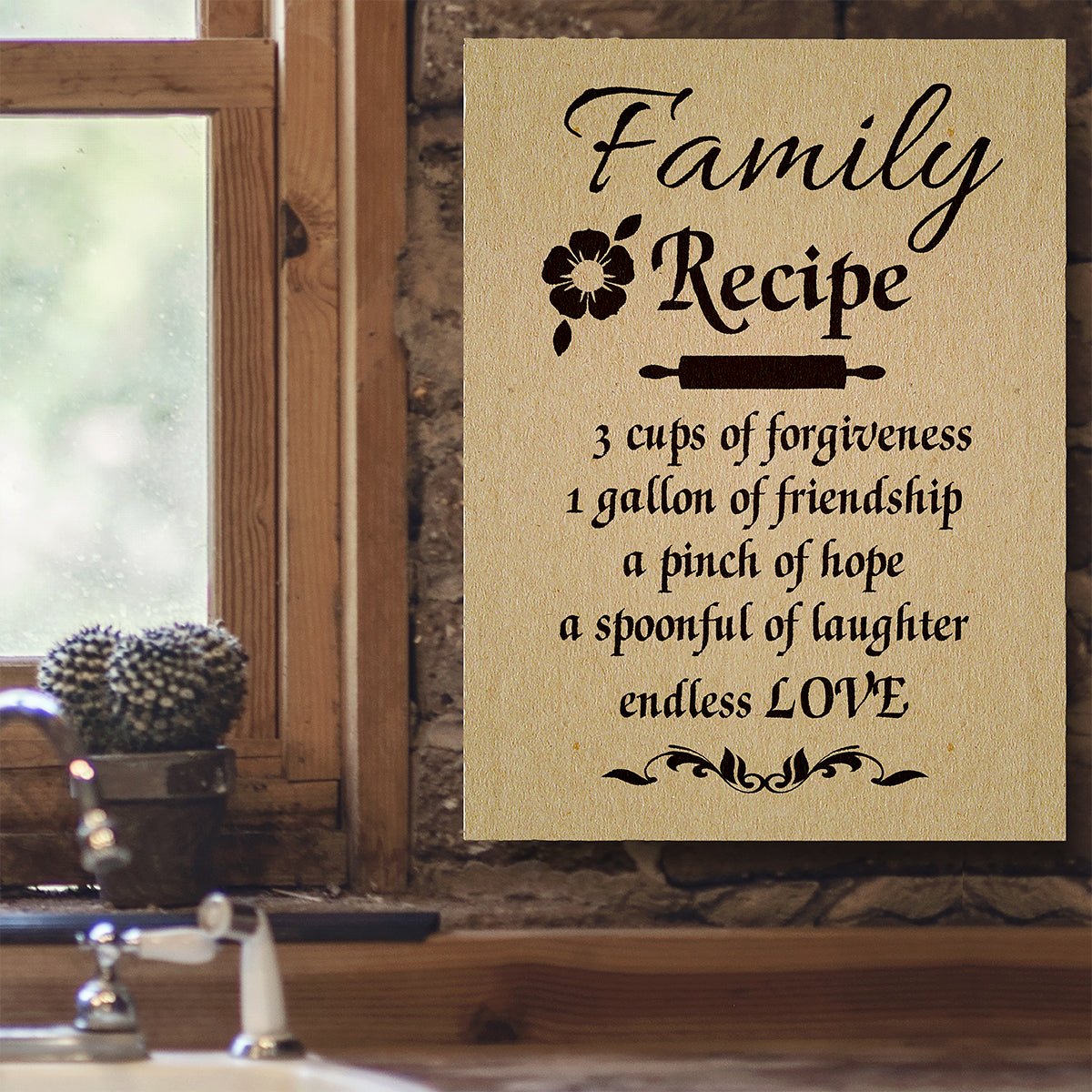 Family recipe kitchen canvas wall art
