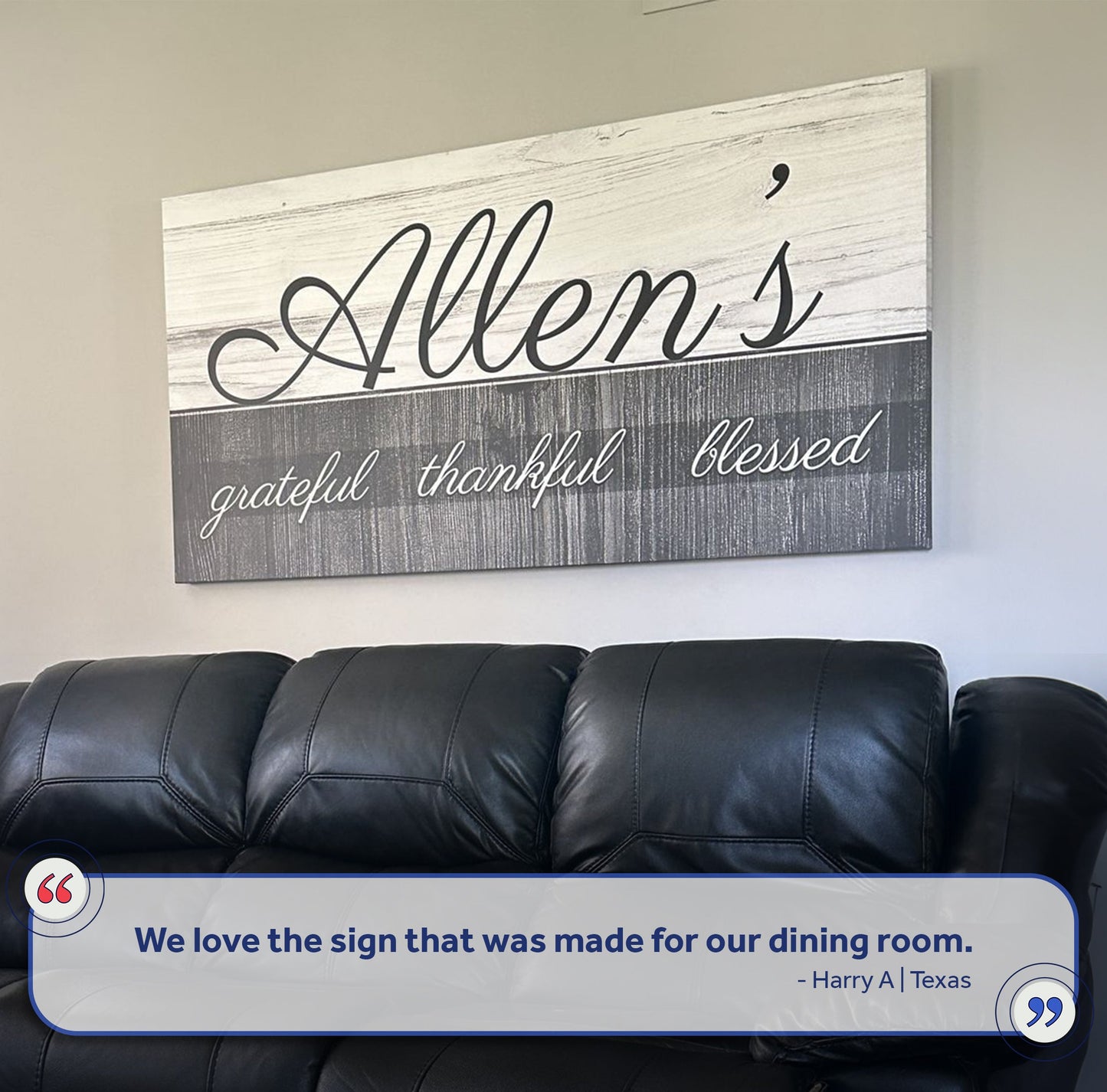 Family Grateful Canvas Wall Art Sign