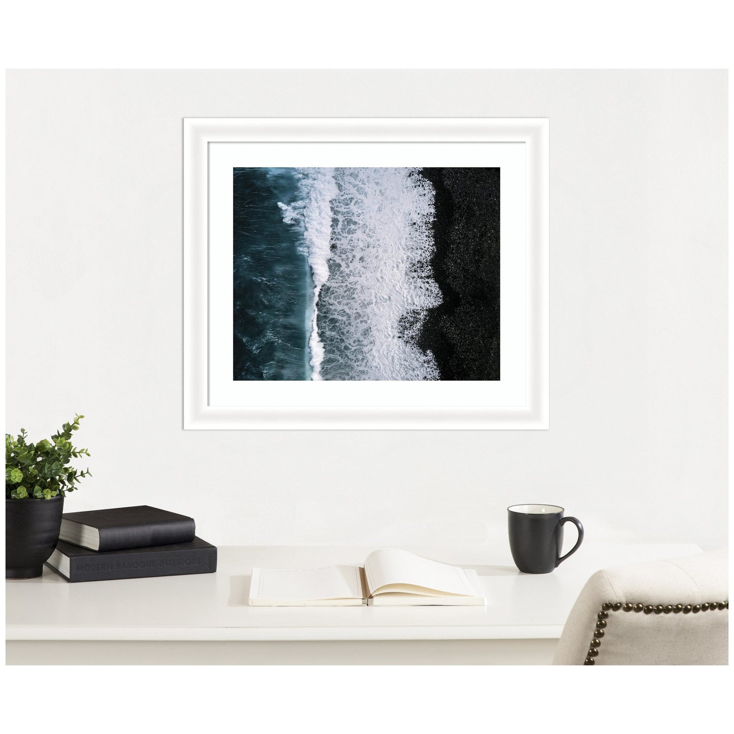 Ocean Waves Black Beach Iceland Framed Wall Art