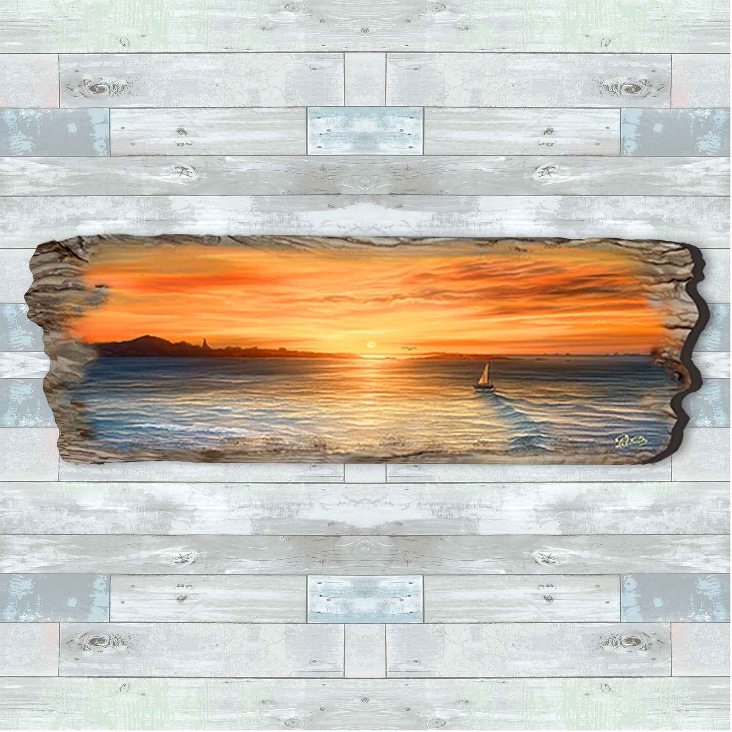 Ocean Sunset Wood Wall Art - Coastal Seascape Decor