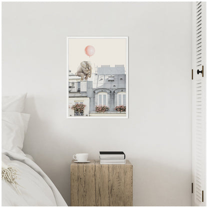 Elephant in Paris Framed Canvas Wall Art