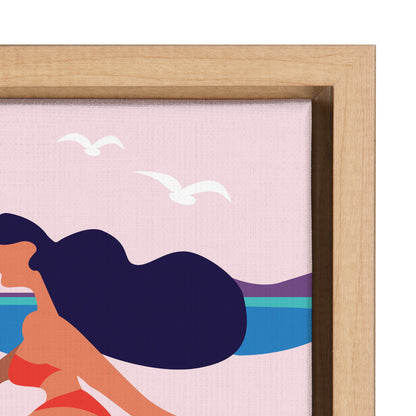 Mid Century Modern Surf Dog Framed Canvas Wall Art