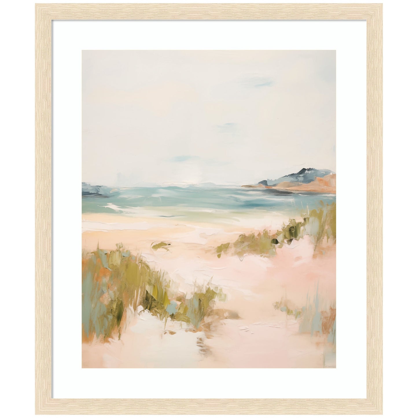 Tranquil layered landscape print in a wood frame