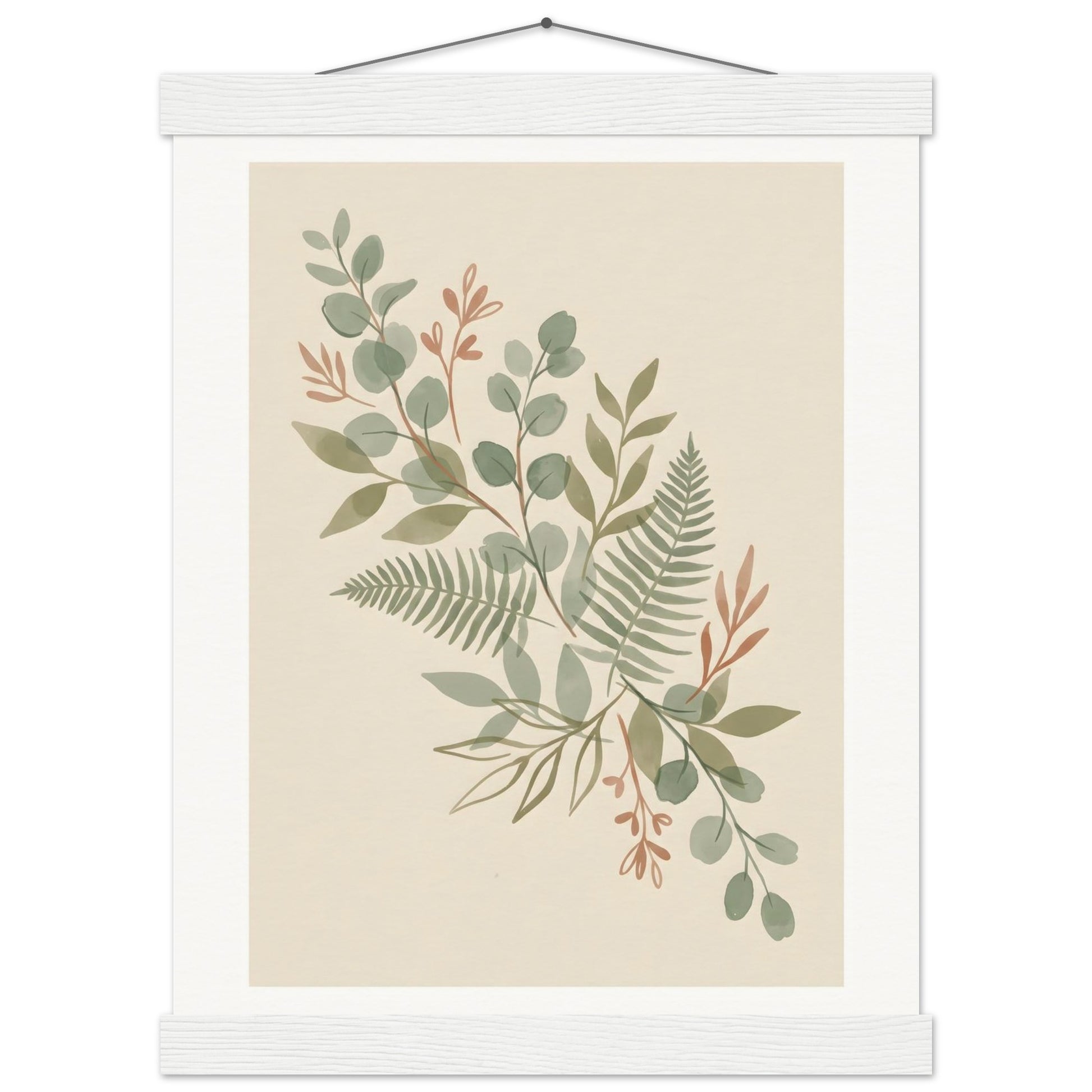 Sage Botanica Boho Botanical Print - 20x25 cm / 8x10″ / Museum-Quality Matte Paper Wooden Framed Poster - Black frame - Sparkycare