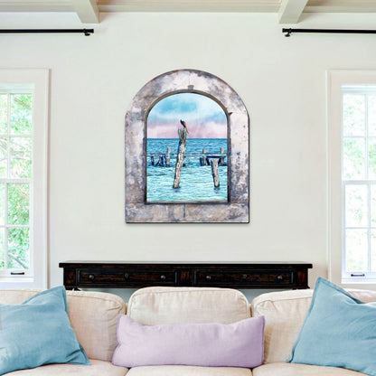 Pelican Wood Wall Art - Coastal Shoreline Decor