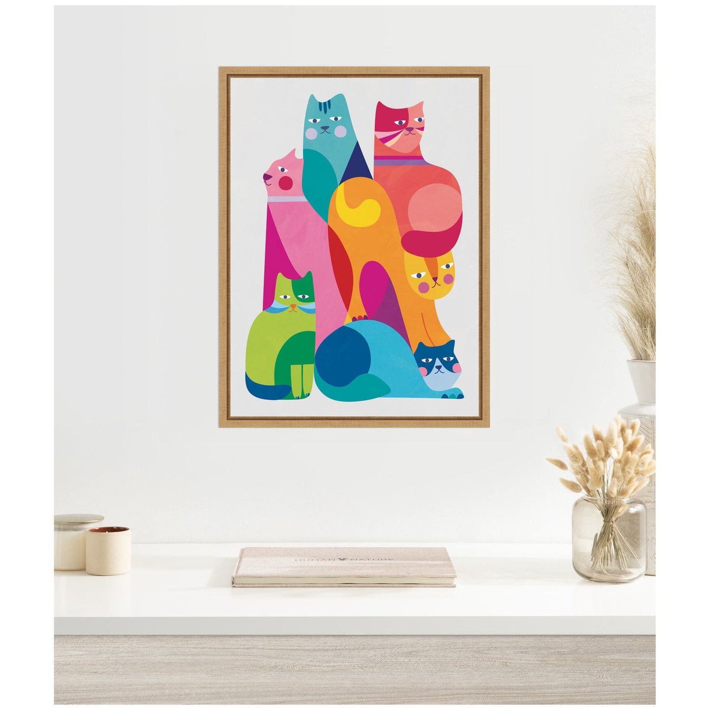 Modern Abstract Cats Framed Canvas Wall Art