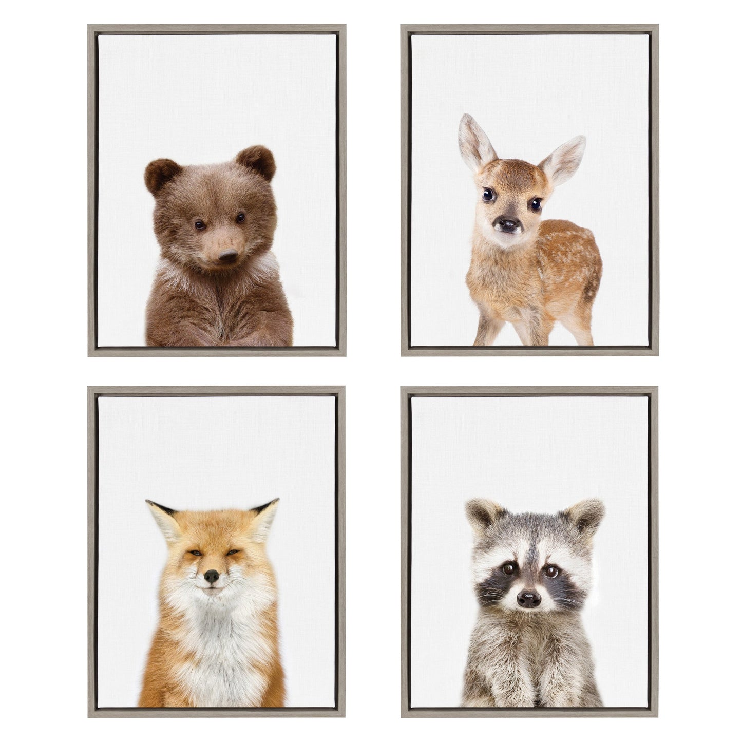 Deer Portrait Framed Canvas Wall Art, Woodland Nursery Decor