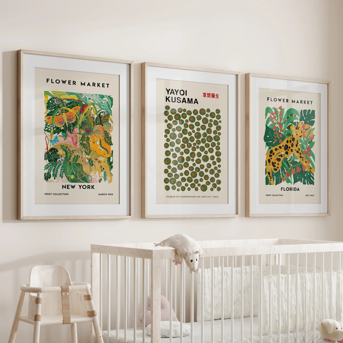 Flower Market Wall Art Set of 3 Modern Tropical Prints
