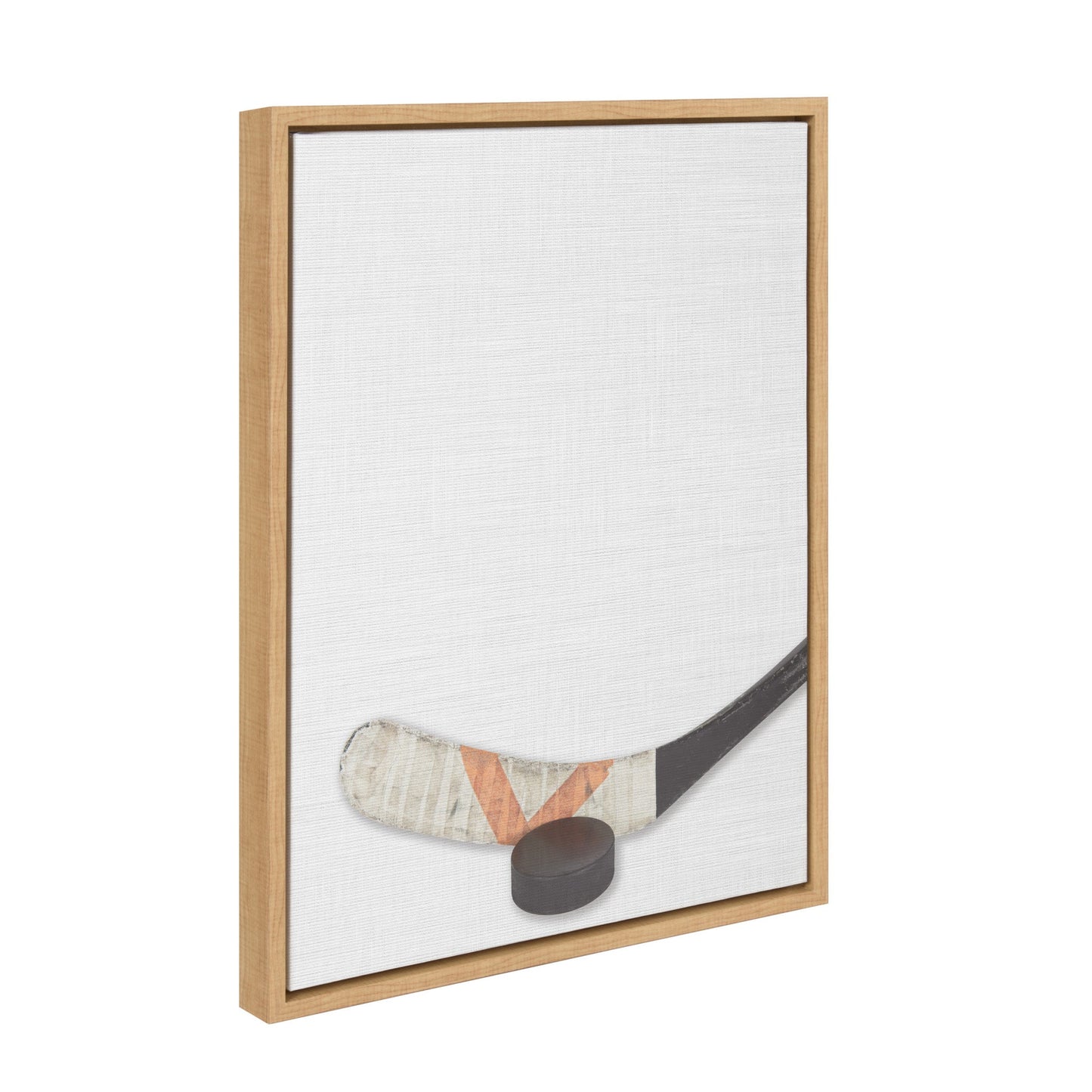 Hockey Stick and Puck Framed Canvas Wall Art