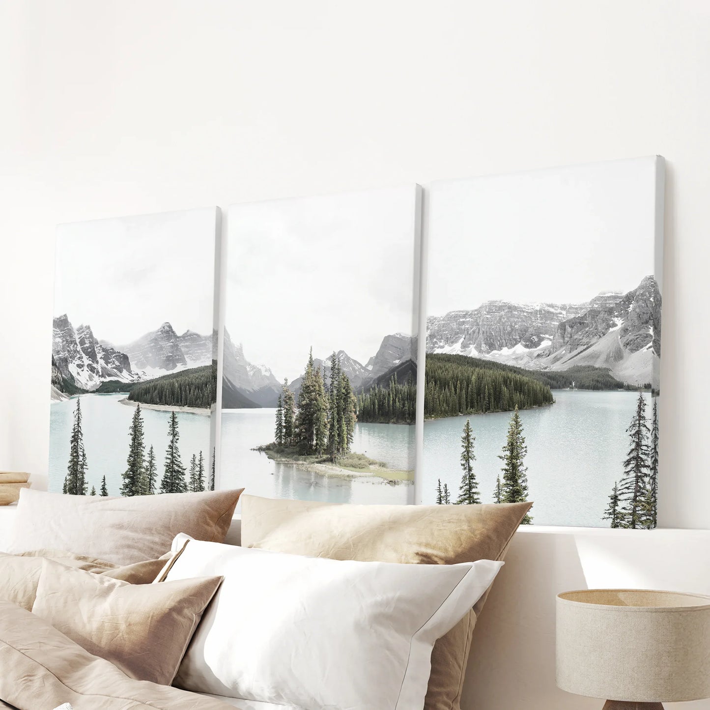 Canada Mountain Lake Wall Art, 3 Piece Nature Print Set