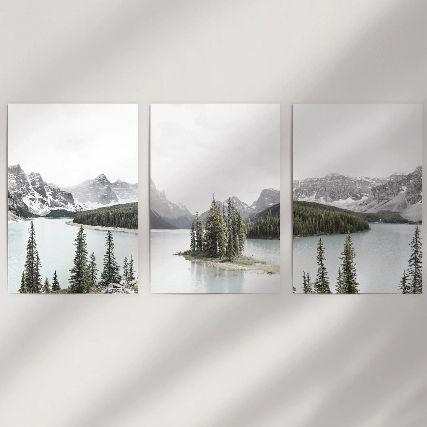 Canada Mountain Lake Wall Art, 3 Piece Nature Print Set