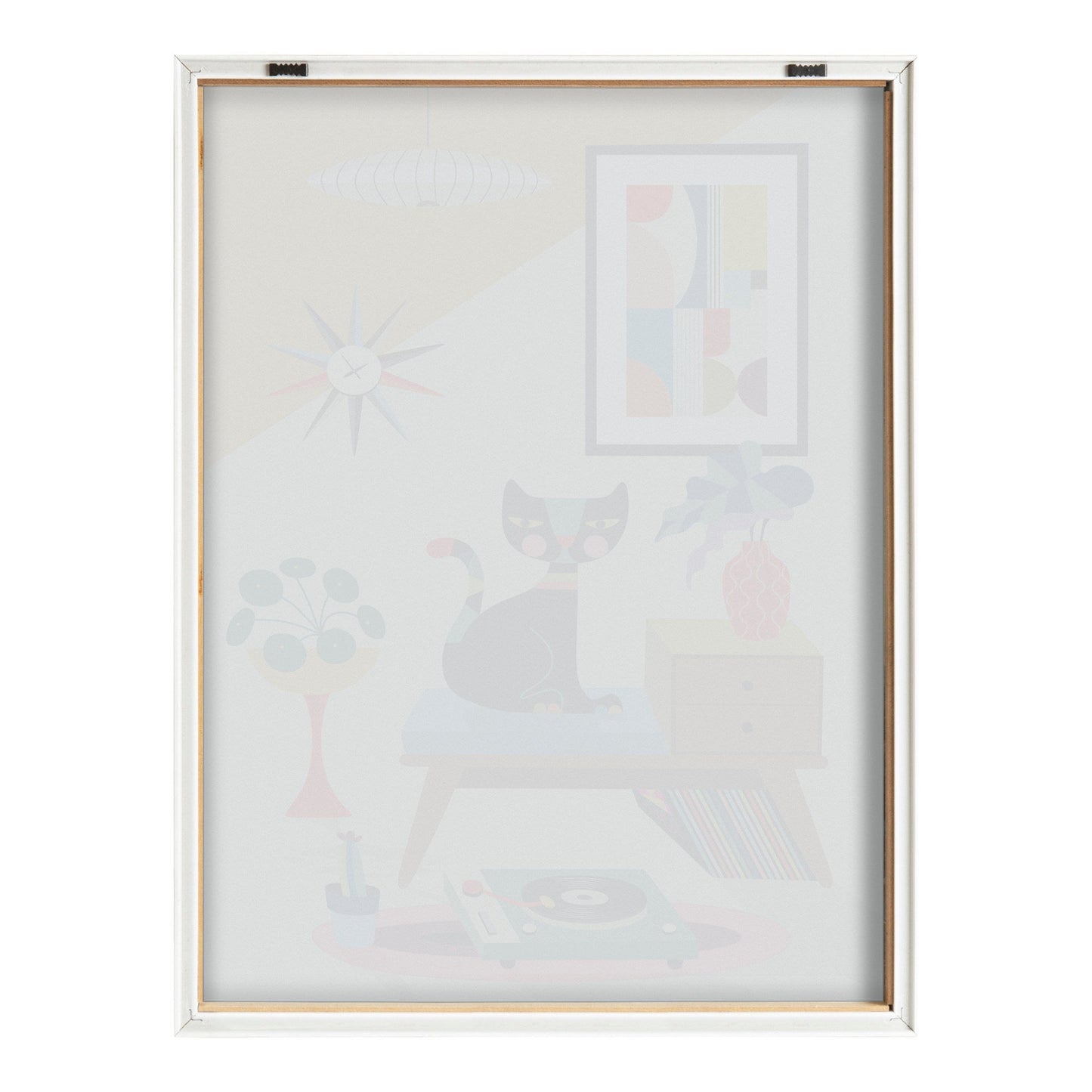 Record Player Cat Framed Wall Art Print