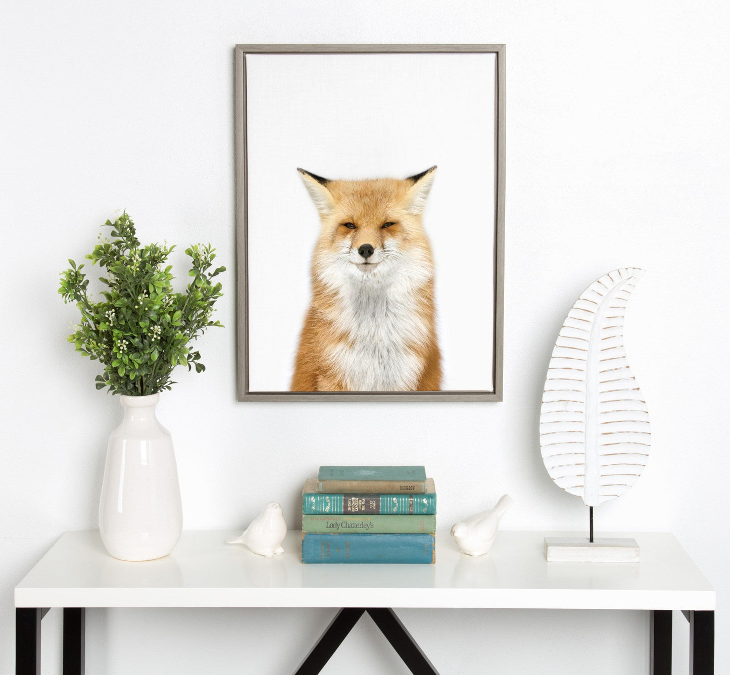 Fox Portrait Framed Canvas Wall Art, Woodland Decor