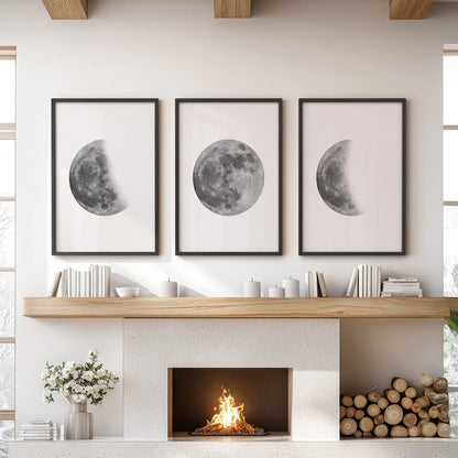 Moon Phases Wall Art Set of 3 (Unframed)